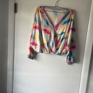 Women cropped top v-neck multicolor